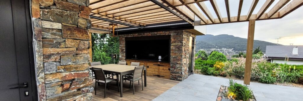 Recubrimiento exterior filita en vivienda montaña