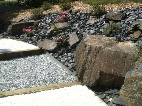 piedra decorativa para jardin, canto rodado blanco, pizarra triturada gris