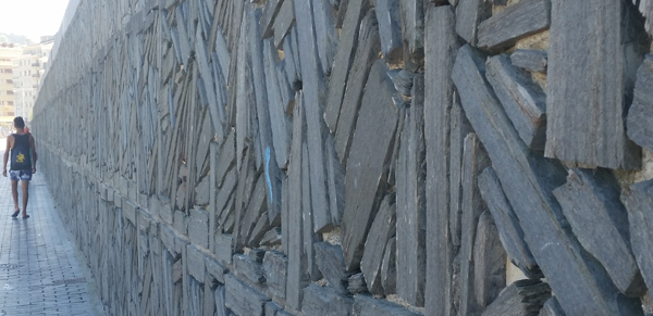 detalle de revestimiento con pizarra