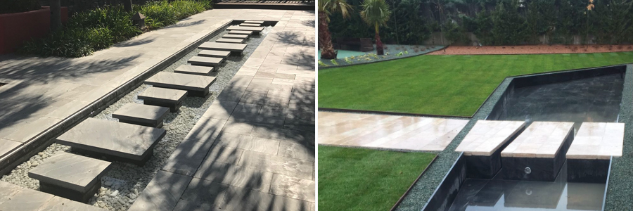 combinación piedra natural y agua