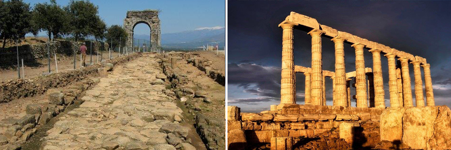 calzada romana y templo romano piedra natural