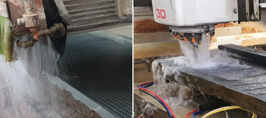 máquinas cortando bloques filita naturpiedra