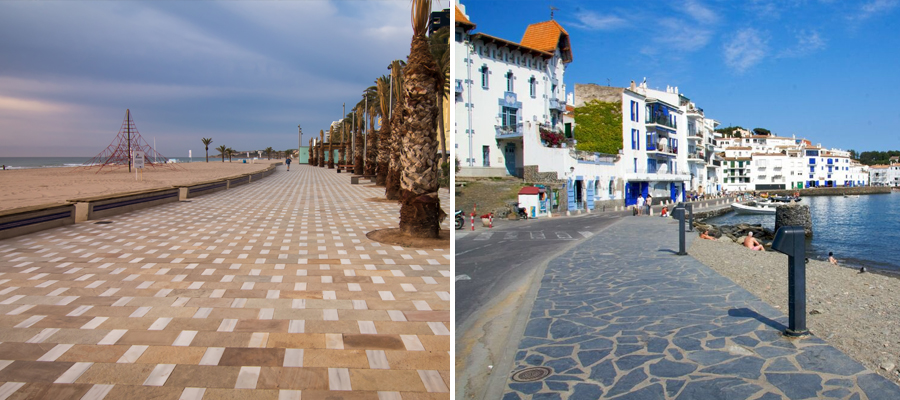 paseo marítimo Niza y Cadaqués con solados de piedra natural