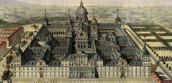 grabado de El escorial, edificio de patrimonio