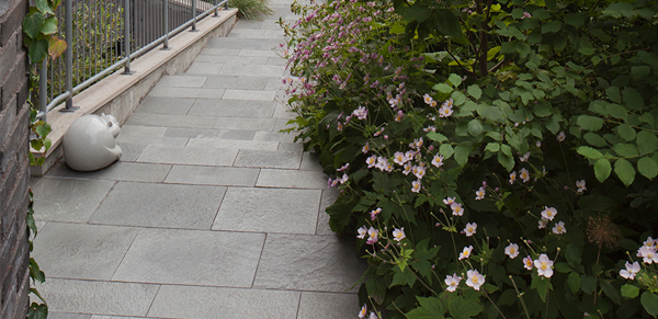 solado exterior y escaleras de piedra natural para jardín